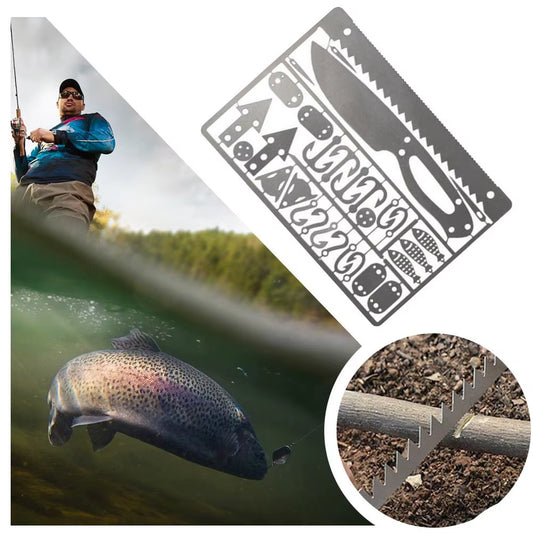 Outdoor EDC Stainless Steel Fishing Hook Card Portable Fishing Multifunctional Survival Tool Card for Camping Survival