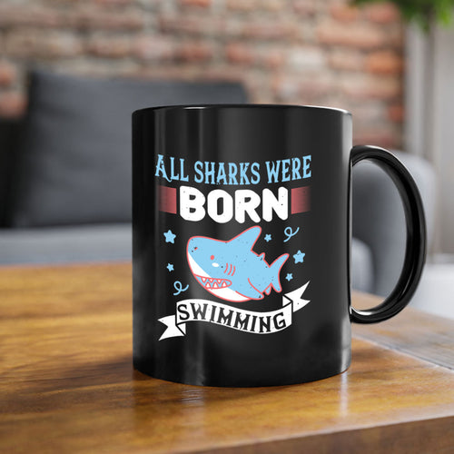 All Sharks Were Born Swimming Mug - Shark Lover Coffee Cup Gift