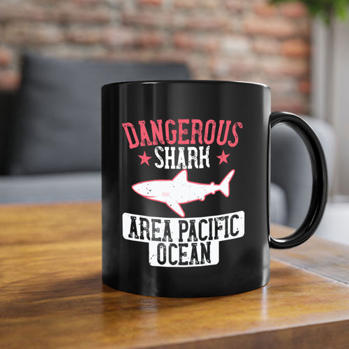 Dangerous Shark Area Pacific Ocean Mug - Shark Lover Coffee Cup Gift