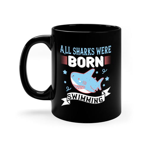 All Sharks Were Born Swimming Mug - Shark Lover Coffee Cup Gift