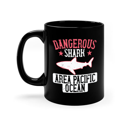 Dangerous Shark Area Pacific Ocean Mug - Shark Lover Coffee Cup Gift