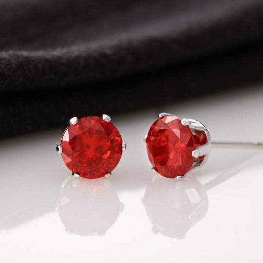 Red Cubic Zirconia Earrings with 14K White Gold Settings