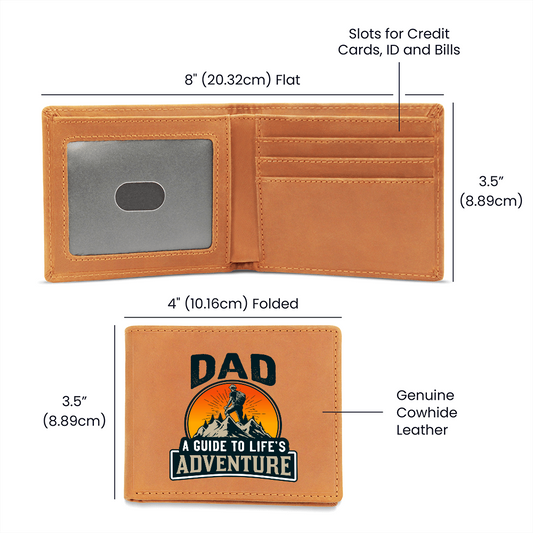 Life Is an Adventure – Personalized Leather Wallet Gift for Dad | Sentimental Father’s Day Gift, Birthday or Christmas Present
