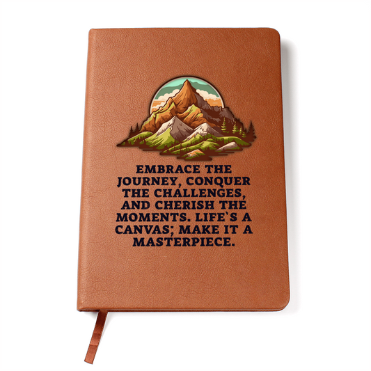 Embrace the Journey Leather Journal – Refillable Travel Diary, Inspirational Adventure Notebook, Gift for Writers & Wanderers