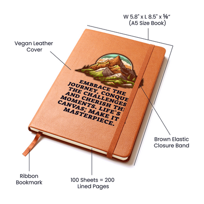 Embrace the Journey Leather Journal – Refillable Travel Diary, Inspirational Adventure Notebook, Gift for Writers & Wanderers