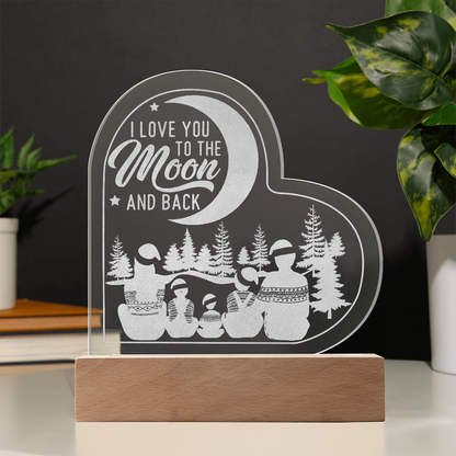 Acrylic Heart - I Love You to the Moon and Back