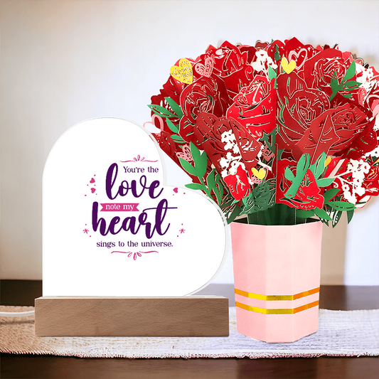 Acrylic heart and sweet devotion flower bouquet