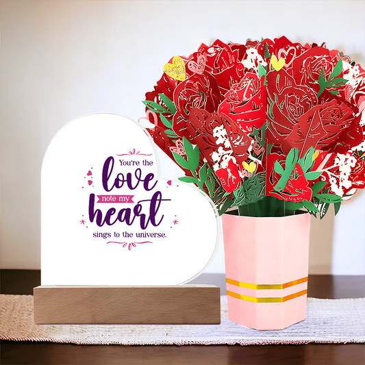 Acrylic heart and sweet devotion flower bouquet