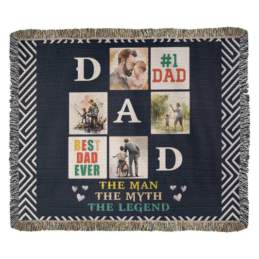 Dad Heirloom Woven Blanket 80x60 – Personalized Horizontal Throw with Message Warm Gift for Father’s Day, Birthday, or Christmas