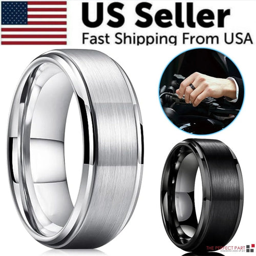 Men Jewelry Tungsten Carbide Wedding Ring Brushed Silver Sizes 5-17