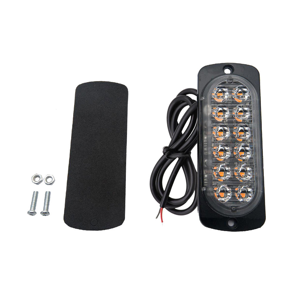 12 LED Strobe Light Emergency Warning Beacon White Amber 12V/24V-0
