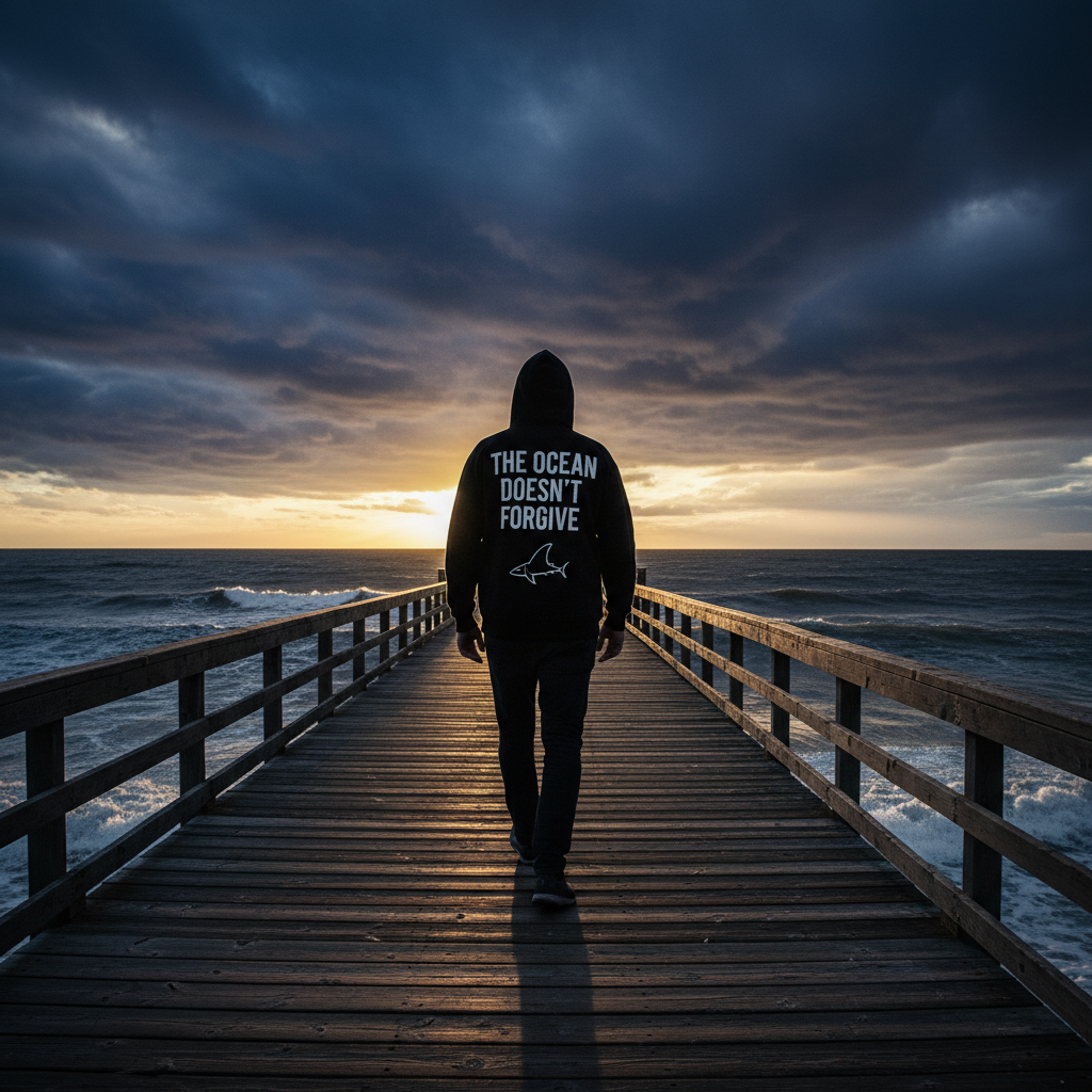 Back view walking on beach pier