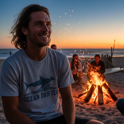 Beach bonfire at dusk