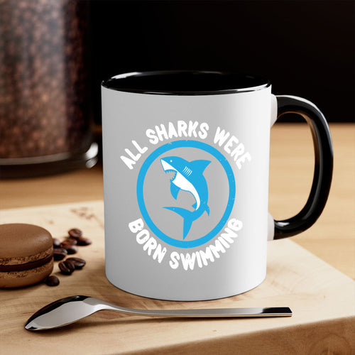 All Sharks Were Born Swimming Mug - Inspirational Shark Coffee Cup Gift