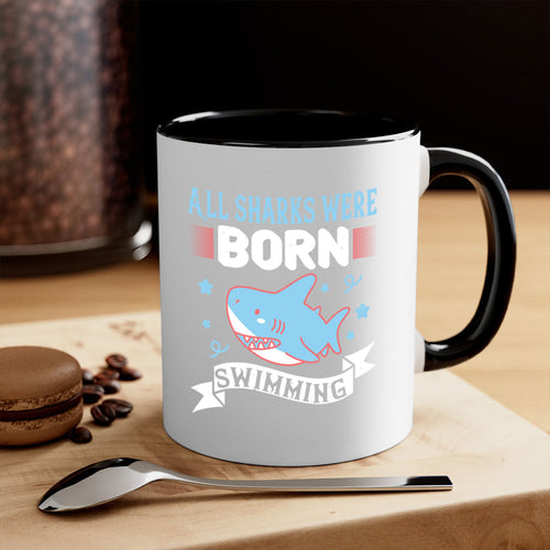 All Sharks Were Born Swimming Mug - Shark Lover Coffee Cup Gift