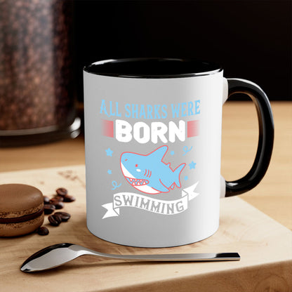 All Sharks Were Born Swimming Mug - Shark Lover Coffee Cup Gift