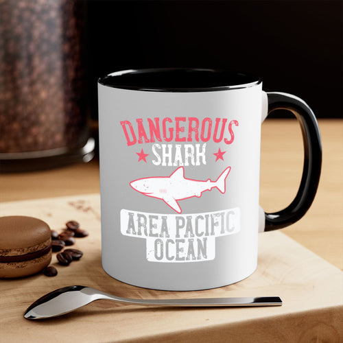 Dangerous Shark Area Pacific Ocean Mug - Shark Lover Coffee Cup Gift