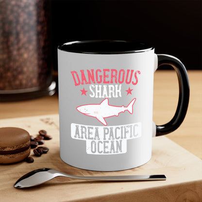 Dangerous Shark Area Pacific Ocean Mug - Shark Lover Coffee Cup Gift