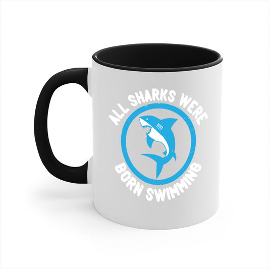 All Sharks Were Born Swimming Mug - Inspirational Shark Coffee Cup Gift