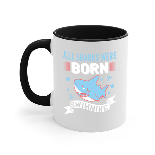 All Sharks Were Born Swimming Mug - Shark Lover Coffee Cup Gift
