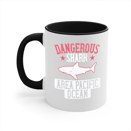 Dangerous Shark Area Pacific Ocean Mug - Shark Lover Coffee Cup Gift
