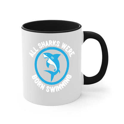 All Sharks Were Born Swimming Mug - Inspirational Shark Coffee Cup Gift