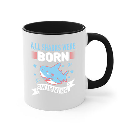 All Sharks Were Born Swimming Mug - Shark Lover Coffee Cup Gift