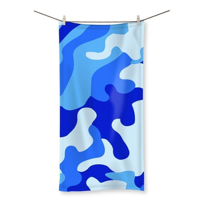 Blue Camo Beach Towel - Lightweight Microfiber Quick-Dry Towel