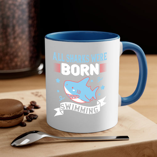 All Sharks Were Born Swimming Mug - Shark Lover Coffee Cup Gift