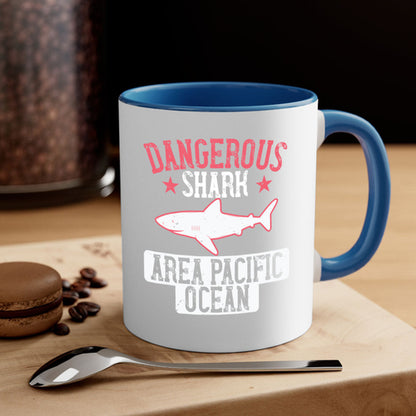 Dangerous Shark Area Pacific Ocean Mug - Shark Lover Coffee Cup Gift