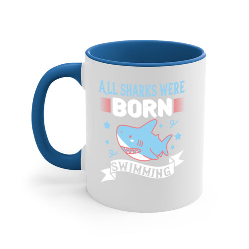 All Sharks Were Born Swimming Mug - Shark Lover Coffee Cup Gift