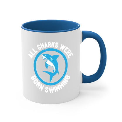 All Sharks Were Born Swimming Mug - Inspirational Shark Coffee Cup Gift