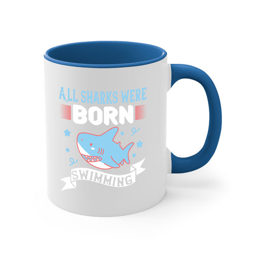 All Sharks Were Born Swimming Mug - Shark Lover Coffee Cup Gift