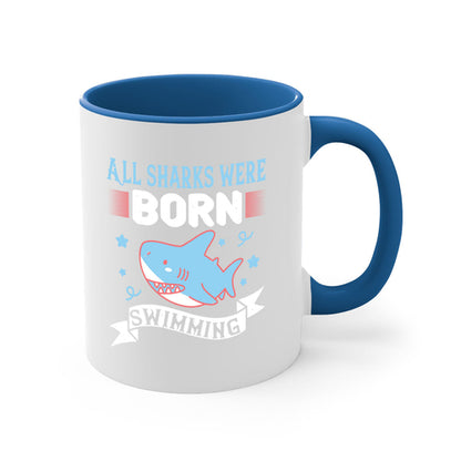 All Sharks Were Born Swimming Mug - Shark Lover Coffee Cup Gift