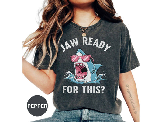 Jaw Ready For This Shark with Glasses Graphic Art T-Shirt