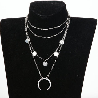 Crescent Horn Moon Layered Necklace - Toddcraft