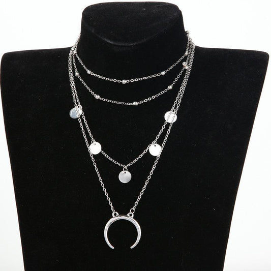 Crescent Horn Moon Layered Necklace - Toddcraft