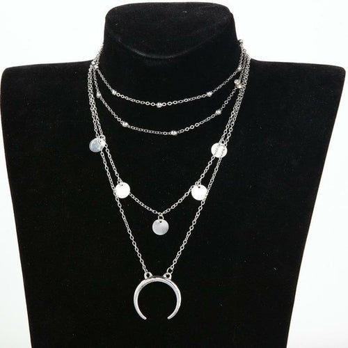 Crescent Horn Moon Layered Necklace - Toddcraft