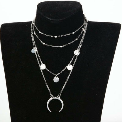 Crescent Horn Moon Layered Necklace - Toddcraft