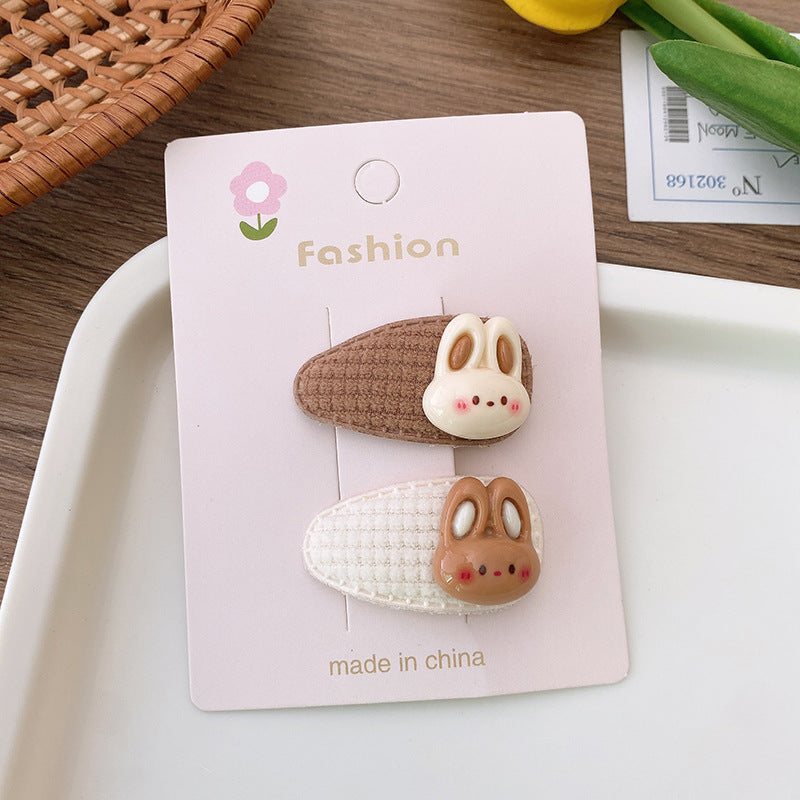 Cartoon Rabbit, Floral, And Star Hair Clip: Small Fabric And Plush - Toddcraft