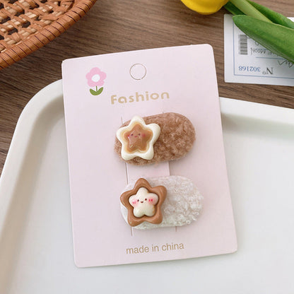 Cartoon Rabbit, Floral, And Star Hair Clip: Small Fabric And Plush - Toddcraft