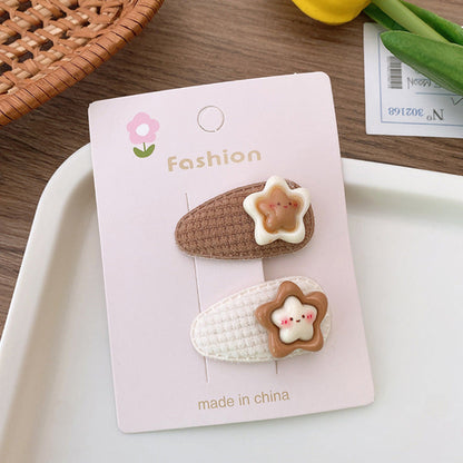 Cartoon Rabbit, Floral, And Star Hair Clip: Small Fabric And Plush - Toddcraft