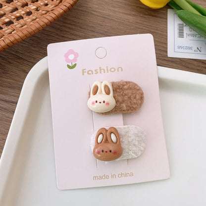 Cartoon Rabbit, Floral, And Star Hair Clip: Small Fabric And Plush - Toddcraft