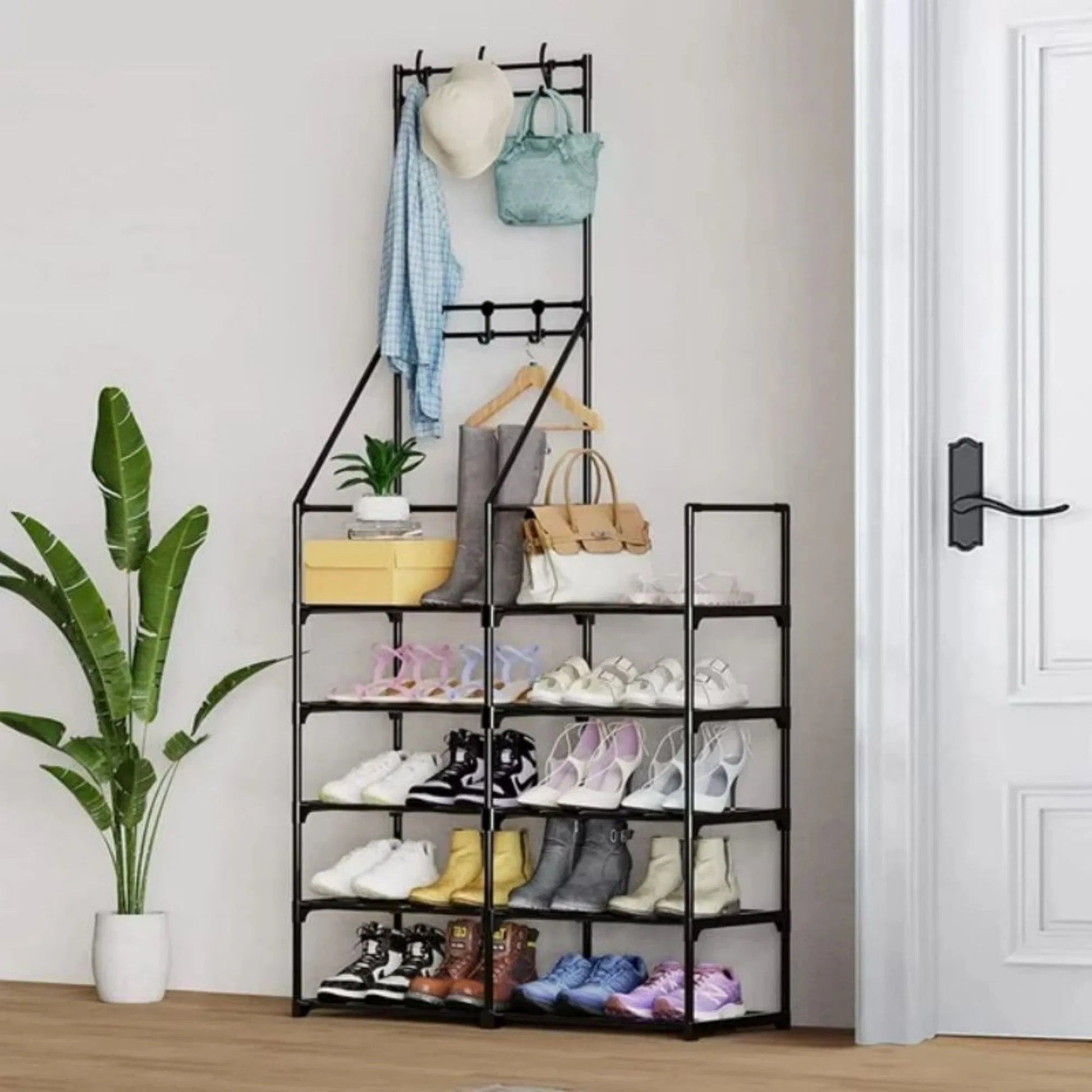 5-Tier Shoe Rack Shoe Storage Organizer, Freestanding Coat And Shoe - Toddcraft
