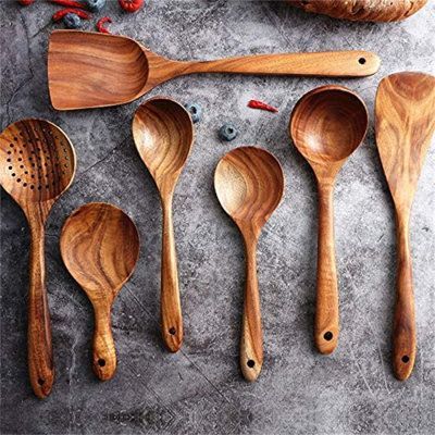 Handcrafted Sheesham Wood Cooking Spoon Set – 7-Piece Kitchen Utensils - Toddcraft