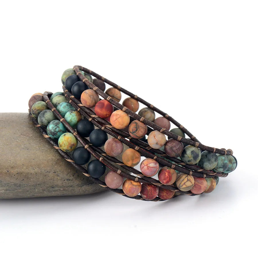 Affection Bracelet-Natural Semi Precious Stone Leather Bracelet - Toddcraft