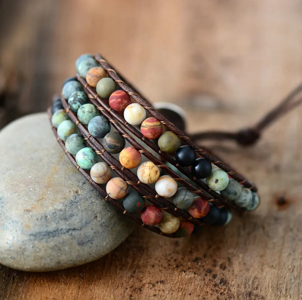 Affection Bracelet-Natural Semi Precious Stone Leather Bracelet - Toddcraft