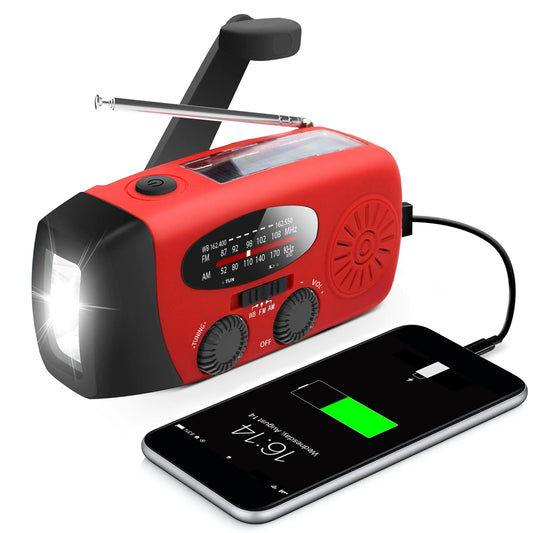 Emergency Hand Crank Radio 2000mAh – Solar Weather Radio with Flashlight