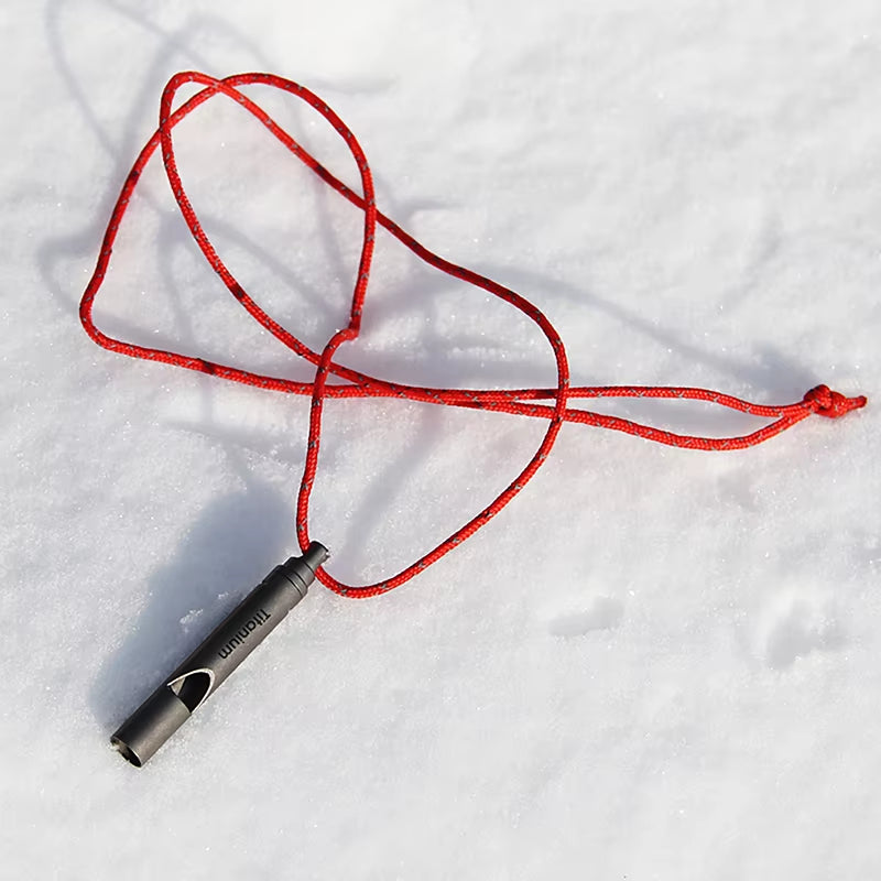 Titanium Emergency Whistle with Lanyard Outdoor Camping Exploring Portable Loud Survival Whistle Ultralight Edc Tools