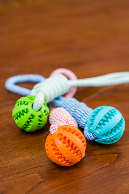 Durable Rubber Ball Chew Toy with Cotton Rope - Toddcraft
